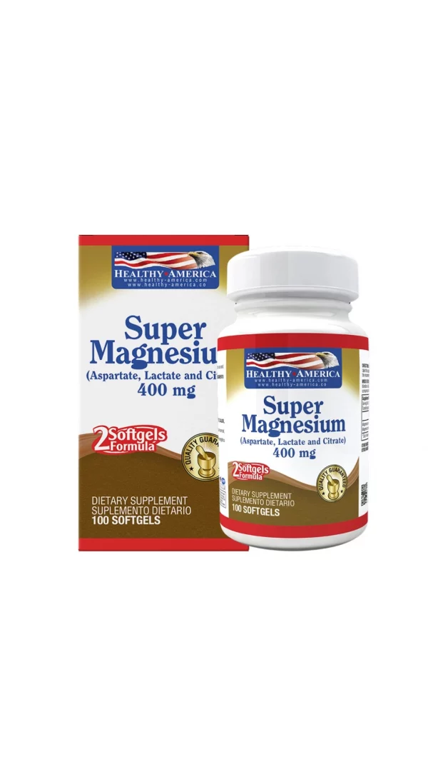 Super Magnesium 400mg (100 capsulas) Healthy America